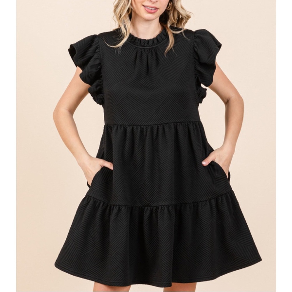 NWT Jodiful Black Ruffle Sleeve Dress size medium